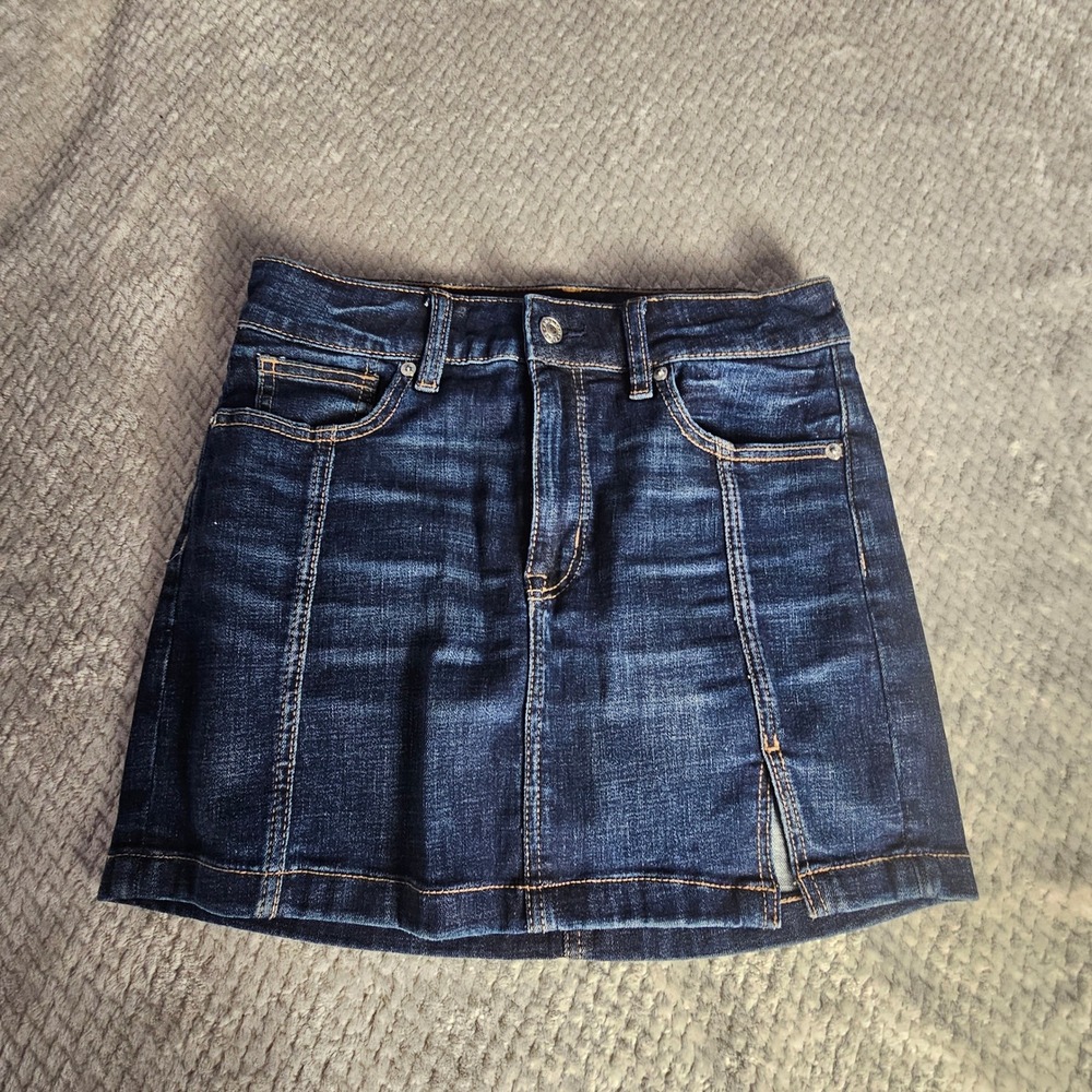 American Eagle Mini Skirt‎ Womens 0 Denim Next Level Stretch High Rise Dark Wash